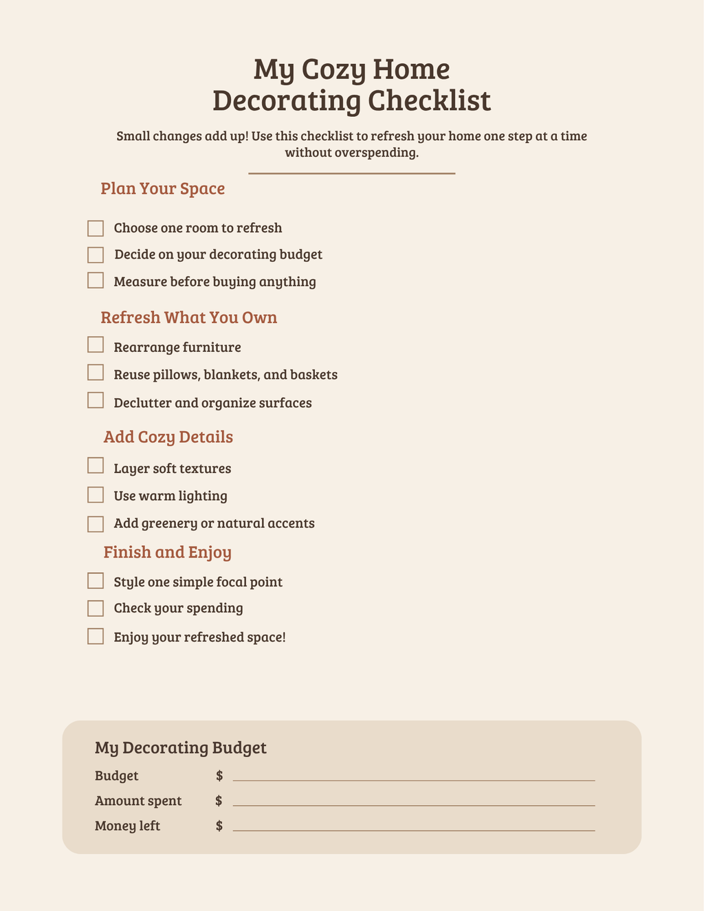 Cozy Home, Small Budget — Budget Decorating Guide (PDF)