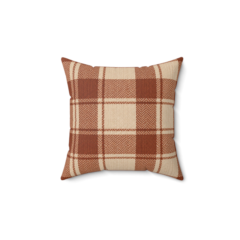Rustic Brown Plaid Square Pillow