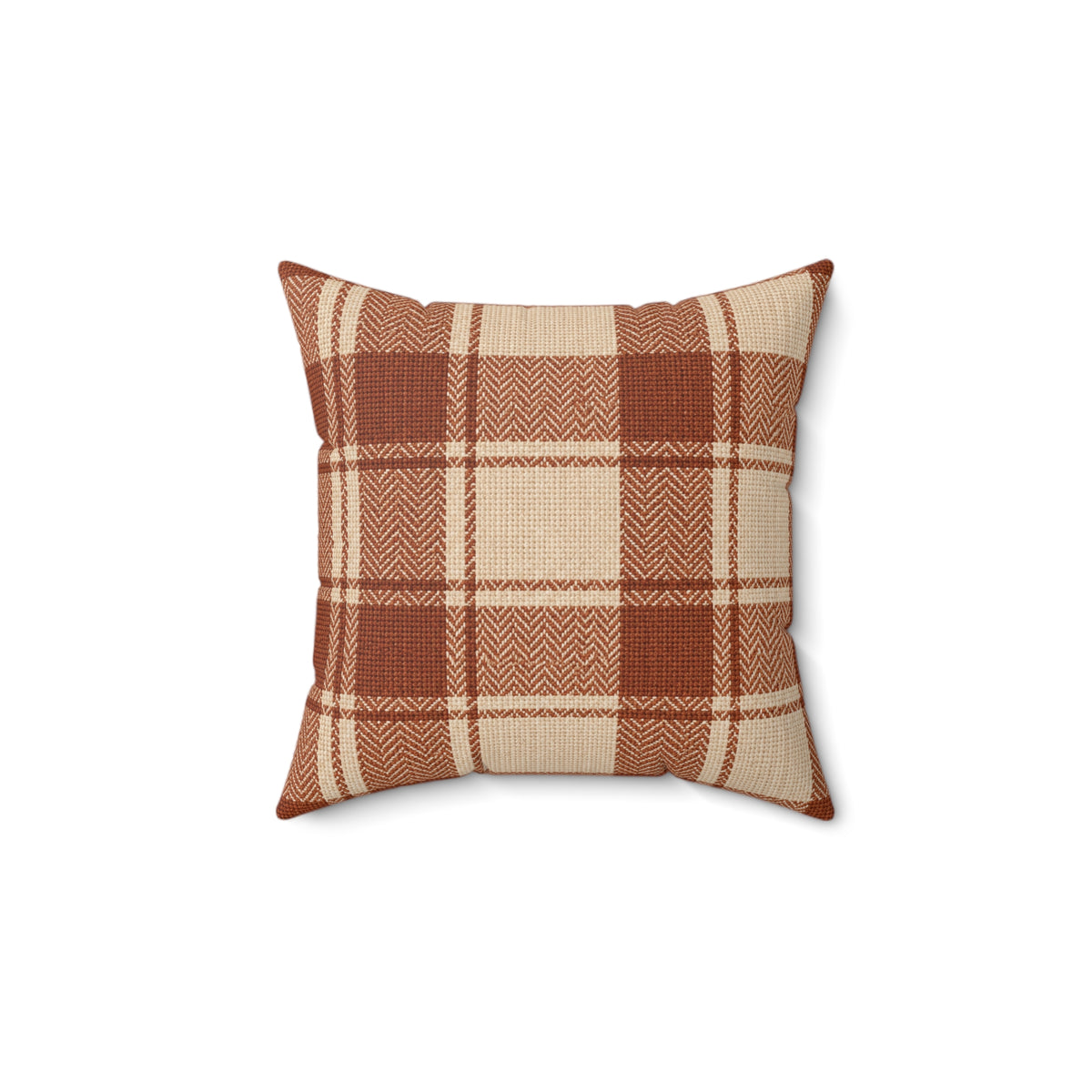 Rustic Brown Plaid Square Pillow