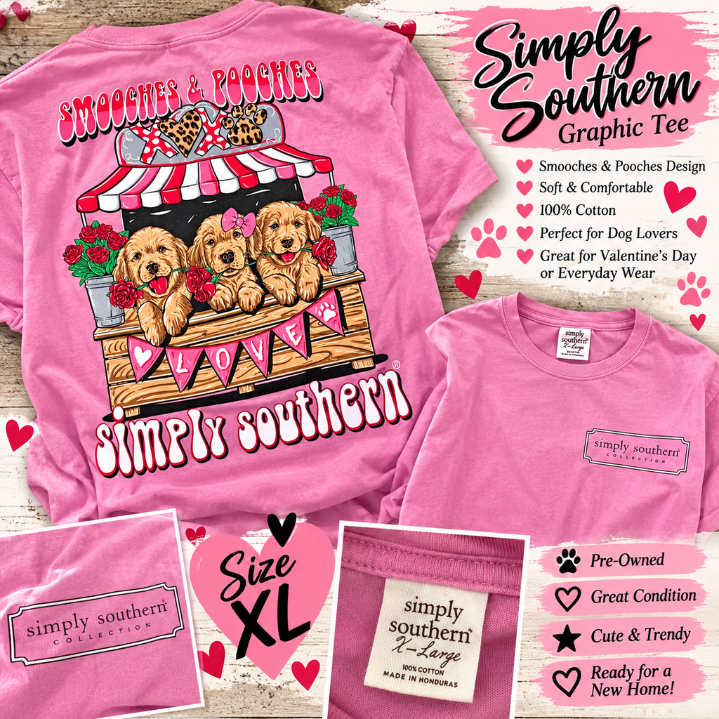 Simply Southern Pink Puppy Graphic T-Shirt – Women's XL
