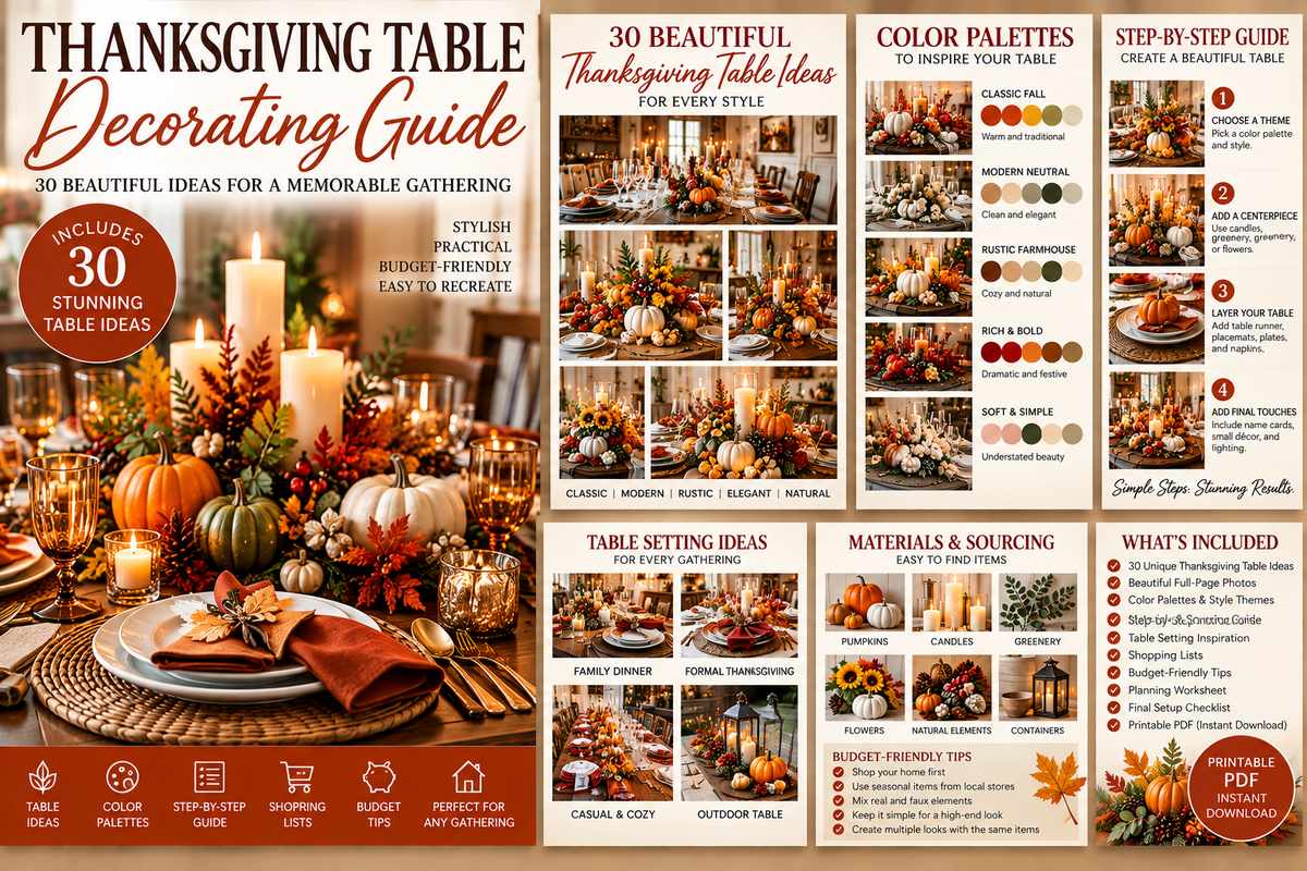 Thanksgiving Table Decorating Guide printable digital download