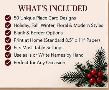 Place Card Collection what's included